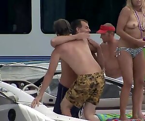 Slut on the yacht enjoys party and gets pussy fingered